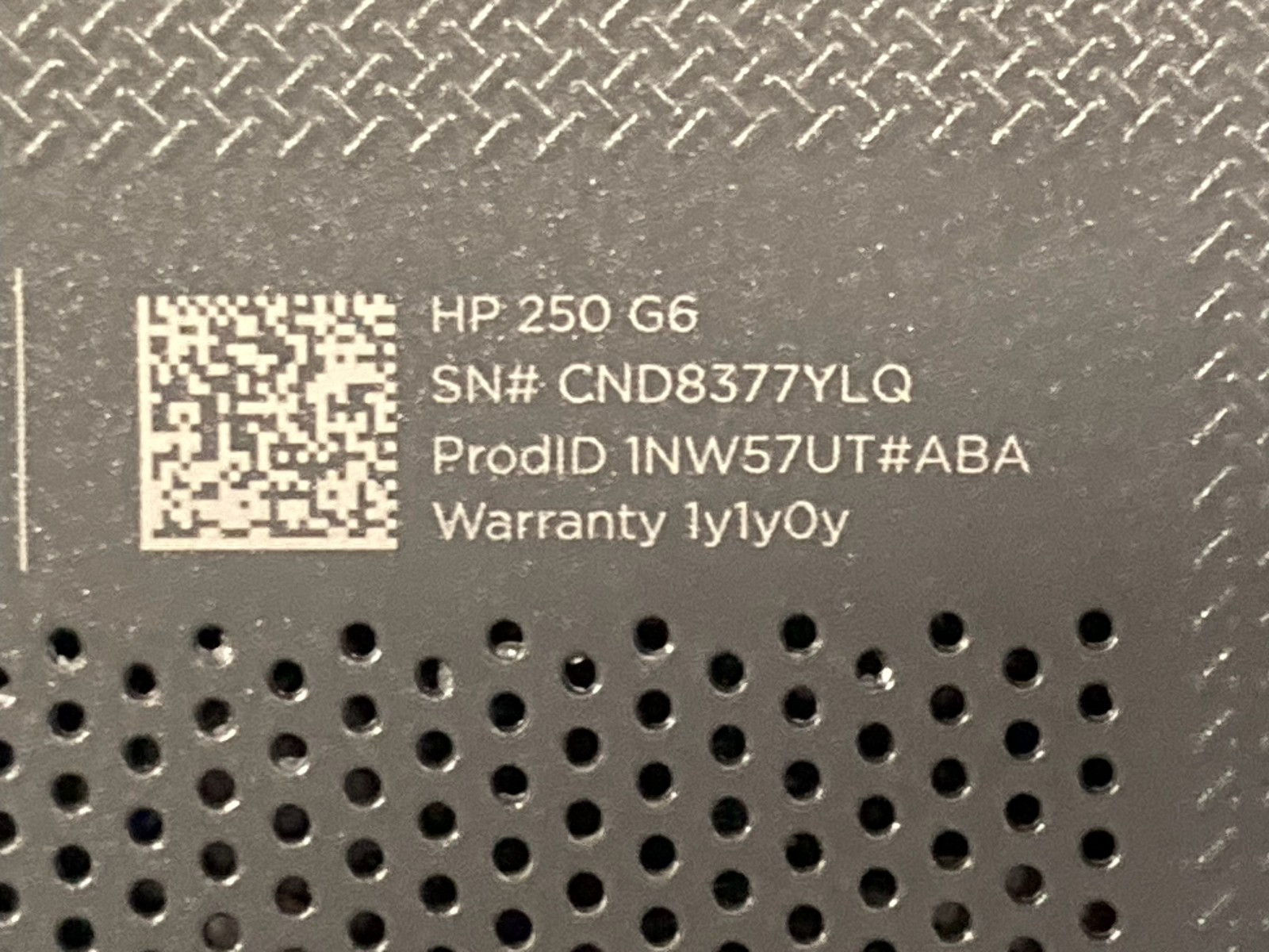 HP 250 G6 Notebook PC Core i5-7200u @ 2.50GHz 8GB RAM SN: CND8377YLQ