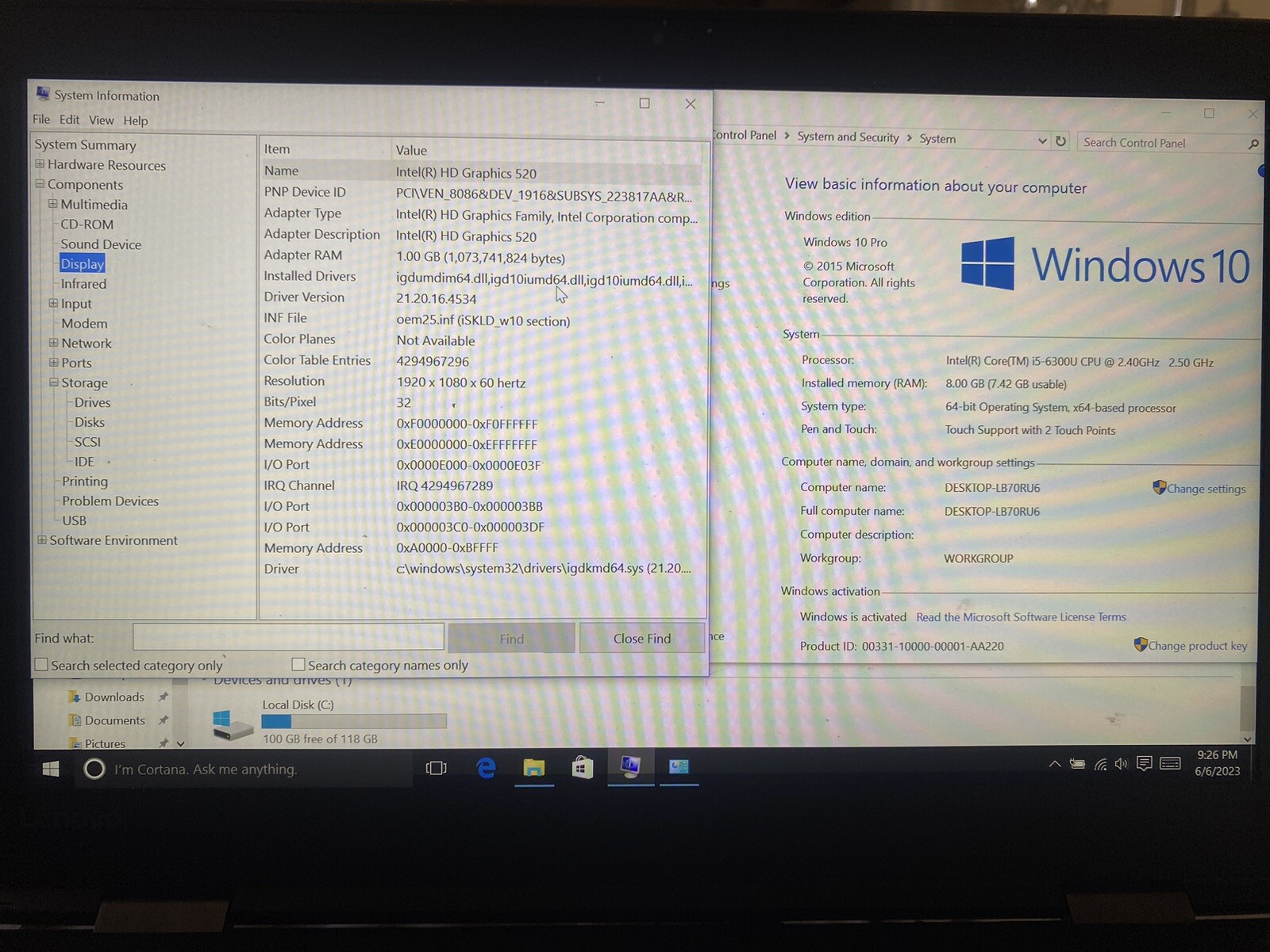 LENOVO Thinkpad X1 Carbon 4rd 14″ i5-6300U CPU @ 2.40GH 8GBRAM 128GBSSD Win10Pro