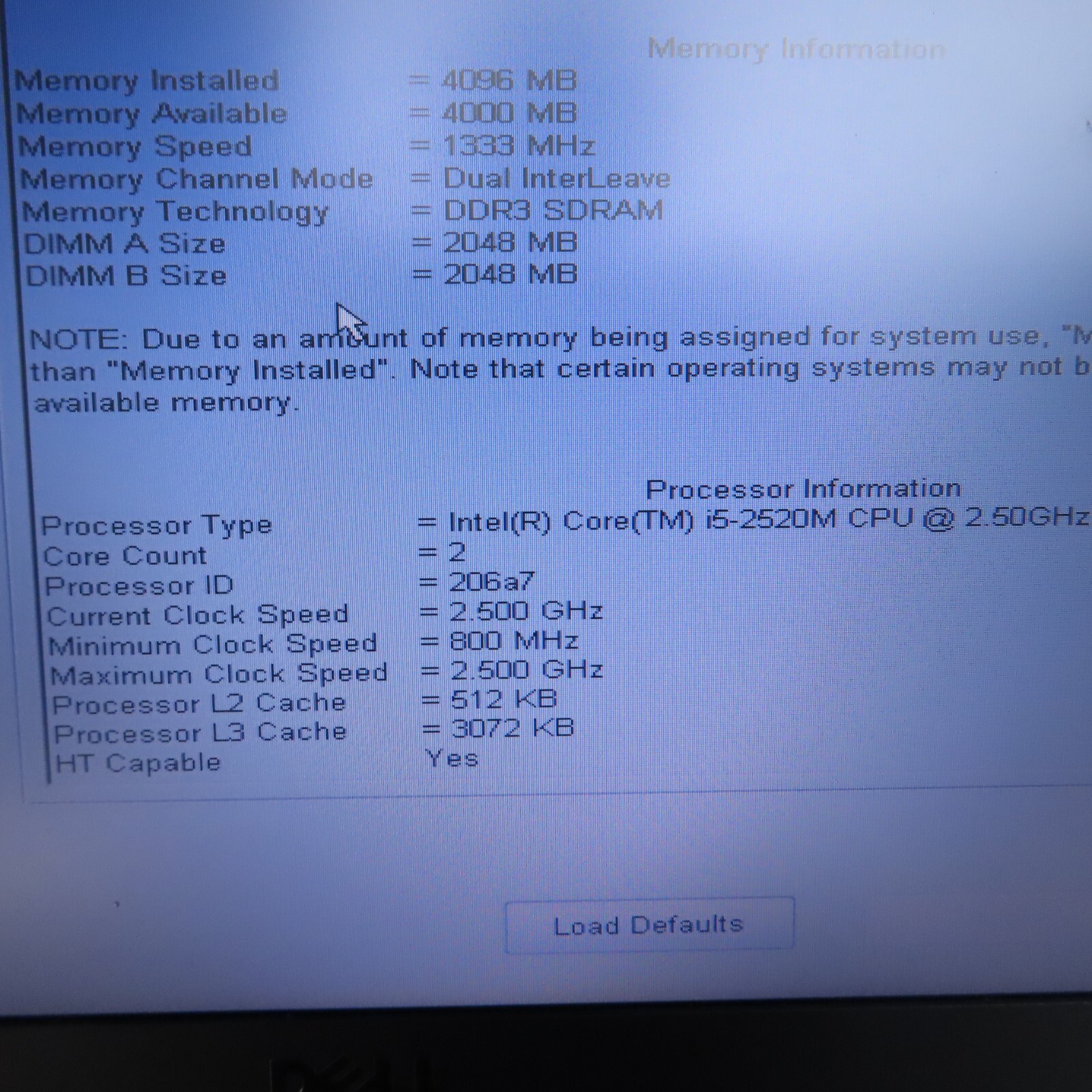 Dell Latitude Laptop Intel Core i5 2.50GHz 2 Cores 4GB DDR3 SDRAM