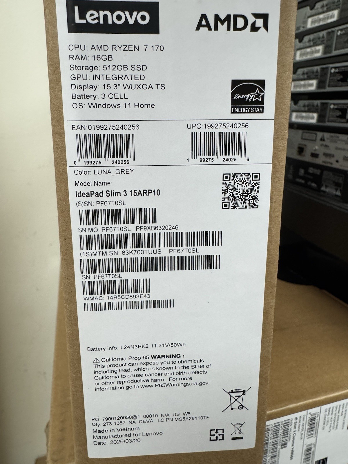 Lenovo IdeaPad Slim 3 15.3″ 2k Touch Laptop AMD Ryzen 7 170 512GB 16GB-15ARP10-