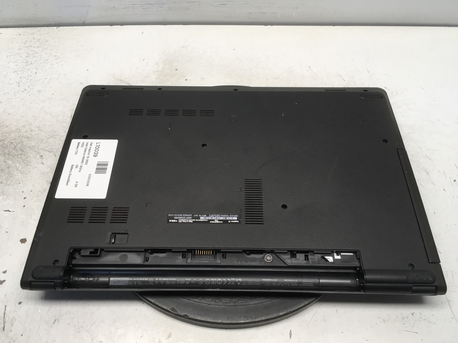 Dell Inspiron 15-3552 Intel Celeron N3060 1.6GHz 4 GB NO HDD No Batt