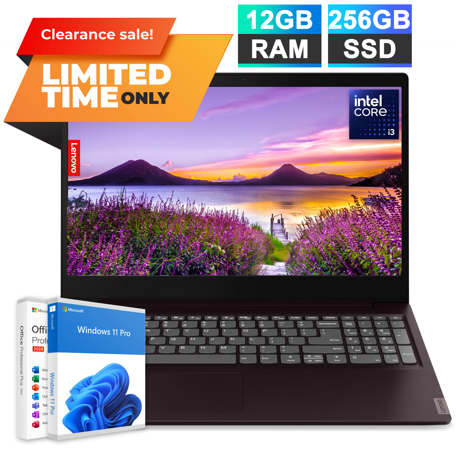 Lenovo IdeaPad Laptop 15.6″ Office 2024 Intel i3, 12GB RAM 256GB SSD Al Copilot
