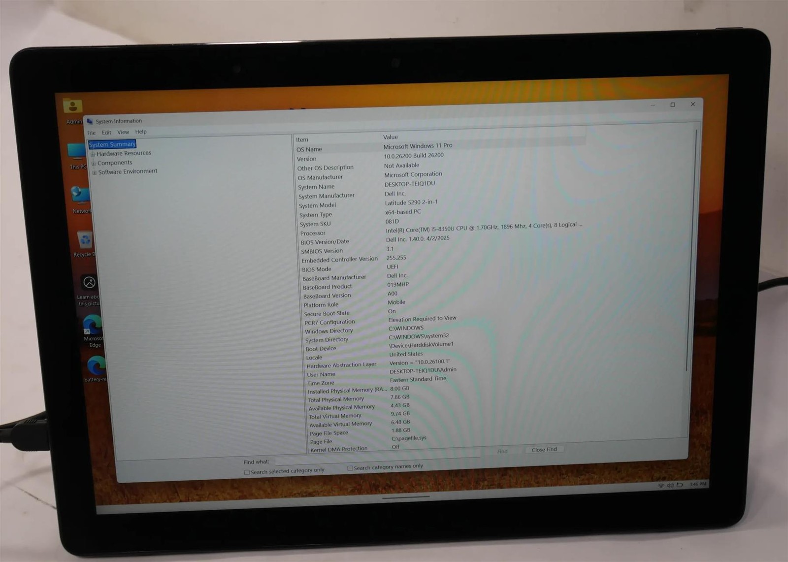 Dell Latitude 5290 2-in-1 Core i5-8350U 1.7GHz 8GB 128GB Touch Screen