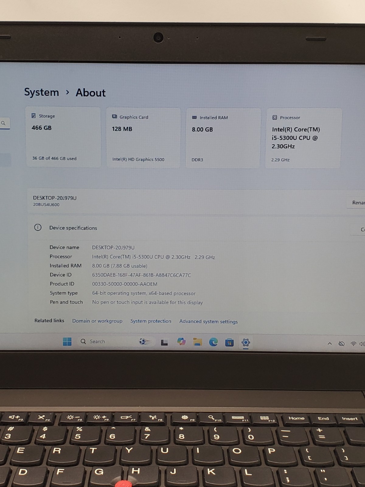 Lenovo ThinkPad T450 Core i5-5300U @ 2.30GHz 8GB RAM 500GB HDD Windows 11 Pro