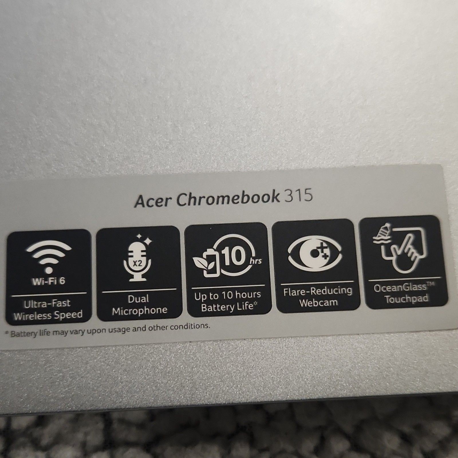 Acer Chromebook 315 CB315-4H 15.6″ Full HD Wi-Fi 6 Silver OceanGlass Touchpad
