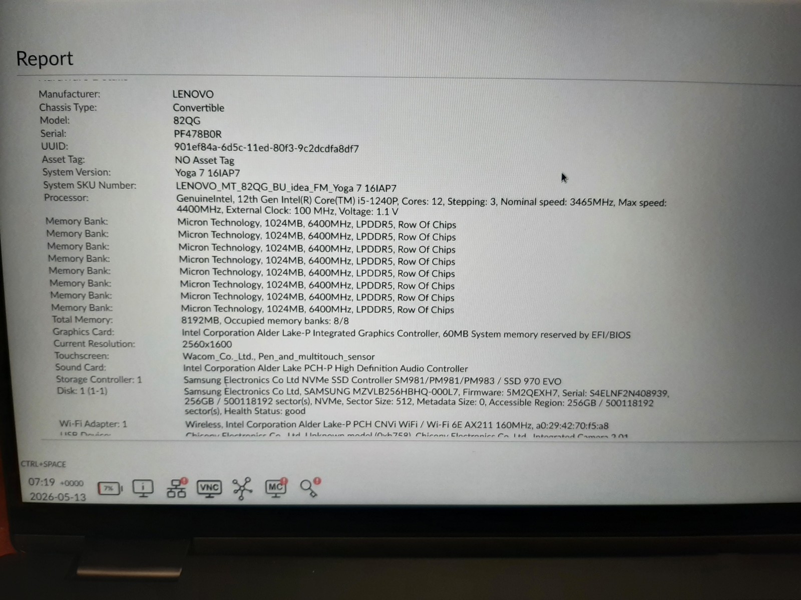 Lenovo Yoga 7 2-in-1 i5-1240P 8GB RAM 256GB NVMe Marks Parts/Repair C3*185