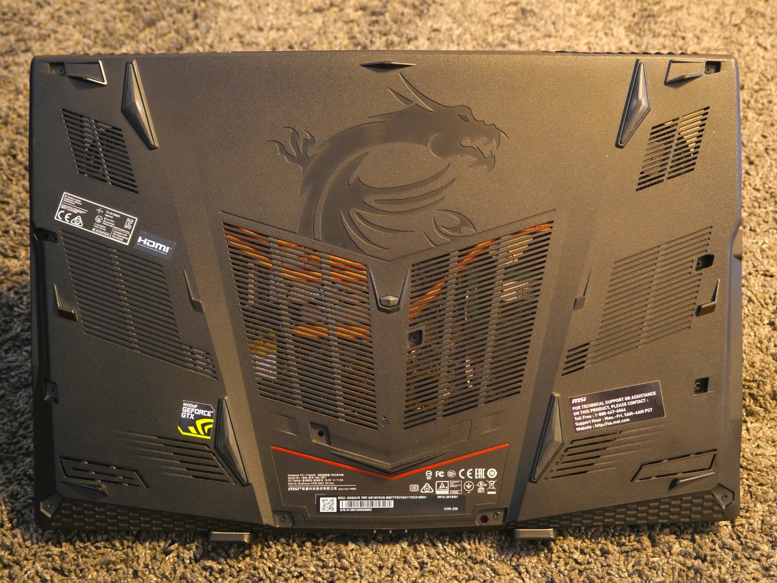 MSI Gaming Laptop (120Hz GTX 1070, Core i7-7700HQ, 16GB RAM, 1.25 TB GX63VR 7RF)