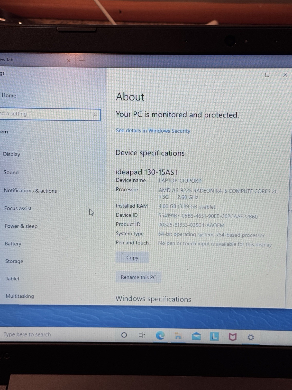Lenovo 130-15AST 15.6″ Laptop AMD A6-9225 4GB RAM 500GB HDD (Windows 10) Charger