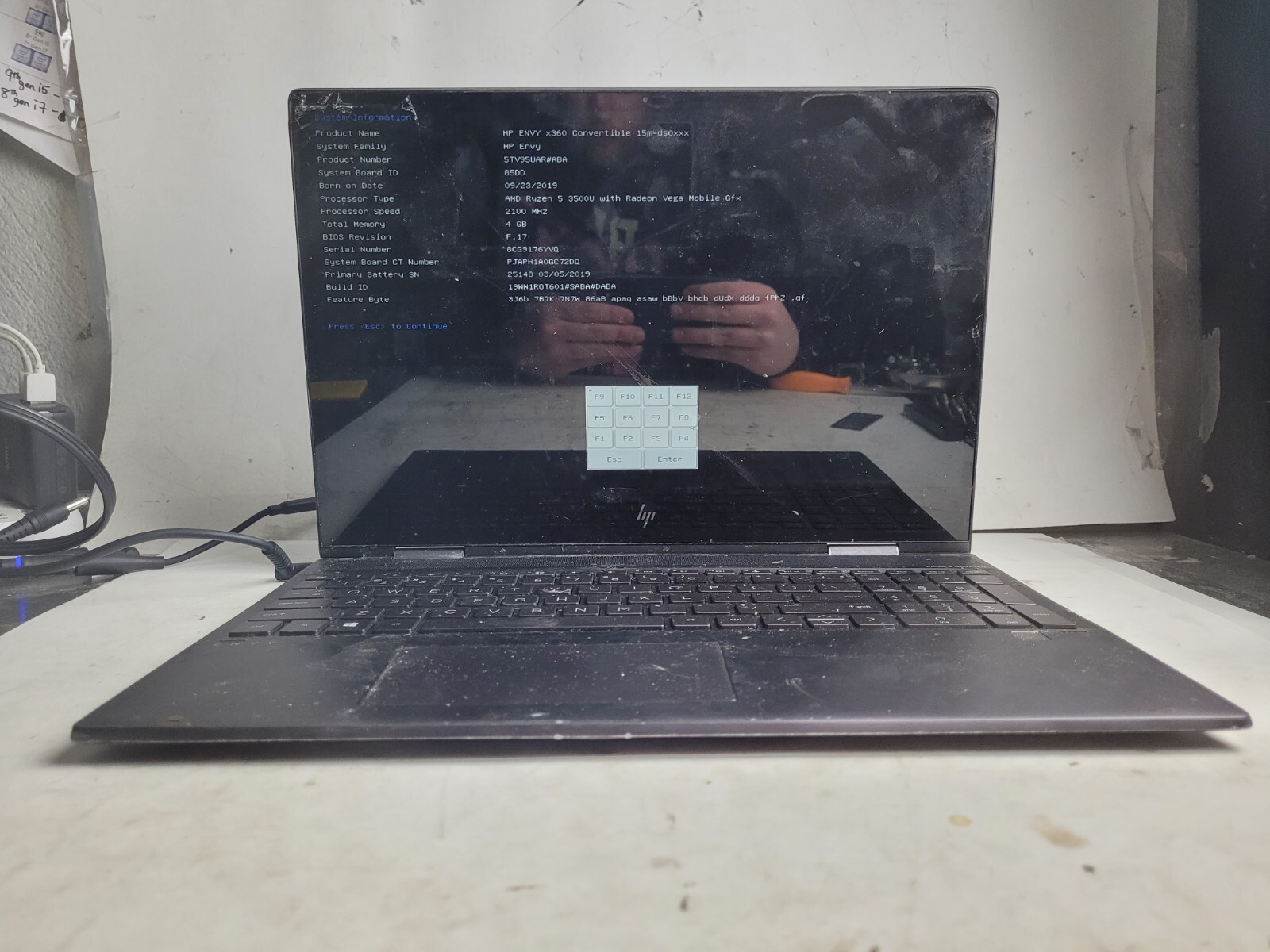 HP Model 15-db0011dx w/AMD Ryzen 5 3500U, 4GB RAM, 15.6″ Laptop for Parts #2122