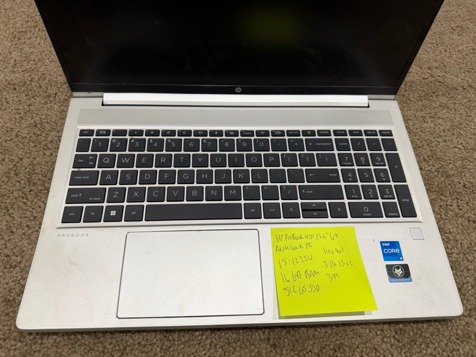 HP ProBook 450 G9 15.6″ FHD Intel Core i5-1235U 512GB SSD 16GB RAM W11P Dent