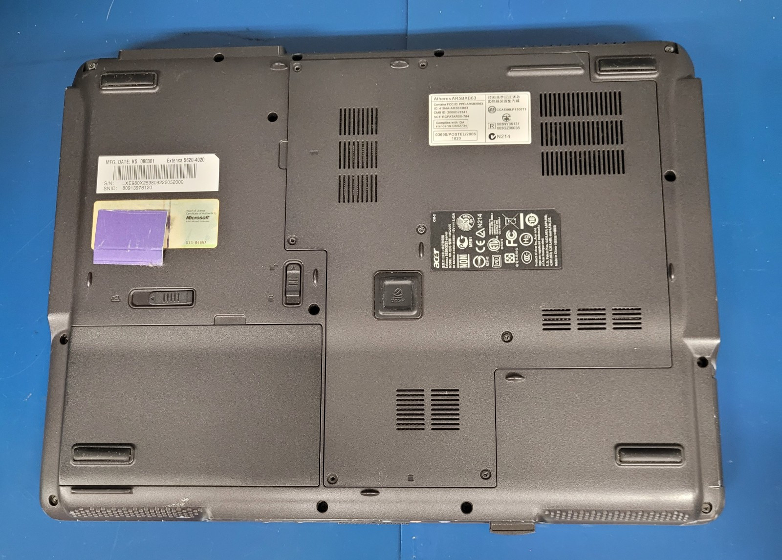 Acer Extensa 5620-4020 Intel Pentium T2370 @1.73GHz No HDD No Charger