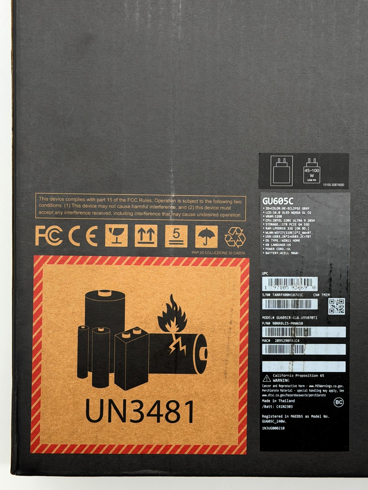 OPEN BOX Zephyrus GU605 240Hz QHD+ 5.4 GHz Ultra 9 285H 32GB 1TB RTX 5070 Ti