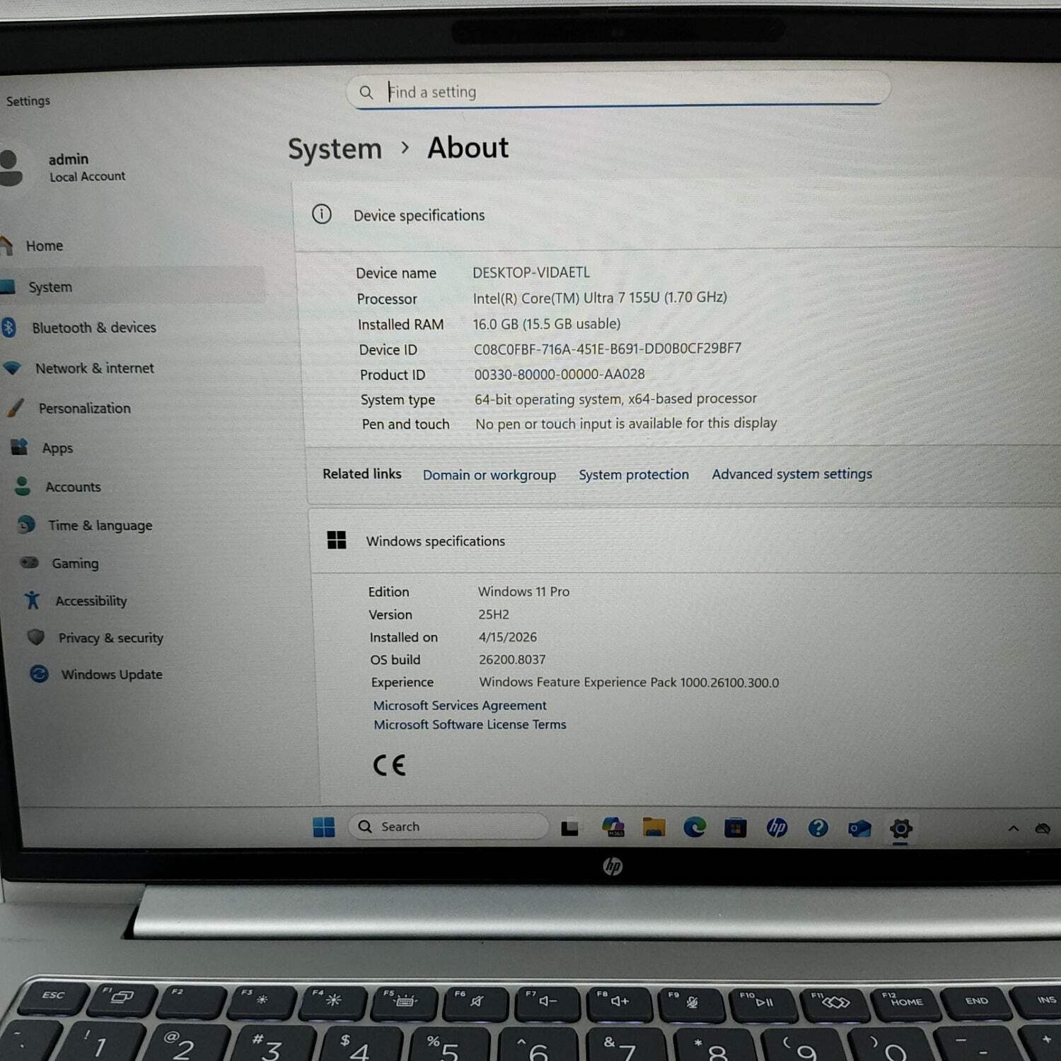 HP probook 440 g11 14″ Core Ultra 7 155U 1.7GHz 16GB RAM 512GB SSD
