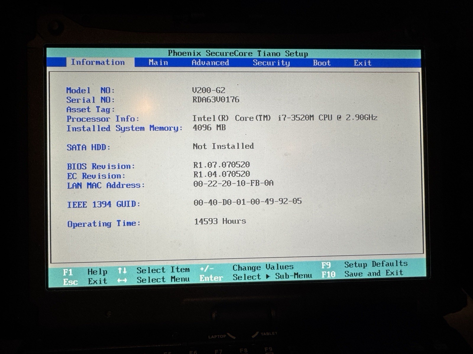 95-99% Life left Getac V200-G2 Laptop i7-3520M 4GB RAM WIFI Touchscreen Wwan