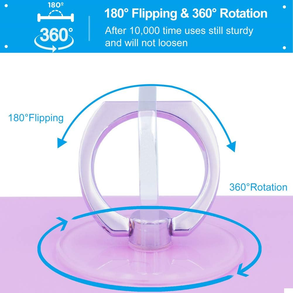 4 Pack Cell Phone Ring Holder, Transparent Ring Holder 360°Rotation Finger Ring