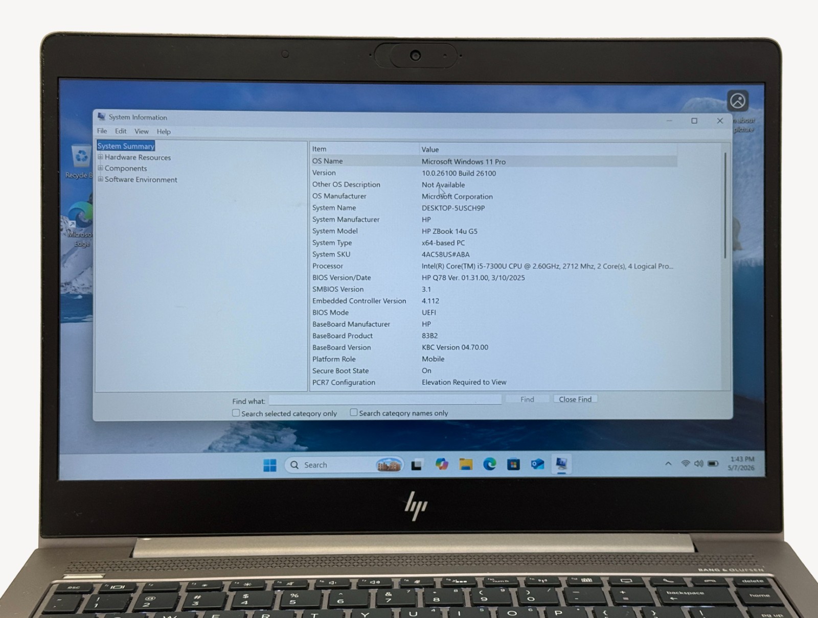 HP ZBook 14u G5 i5-7300u 2.6GHz 8GB RAM 128GB SSD – Windows 11
