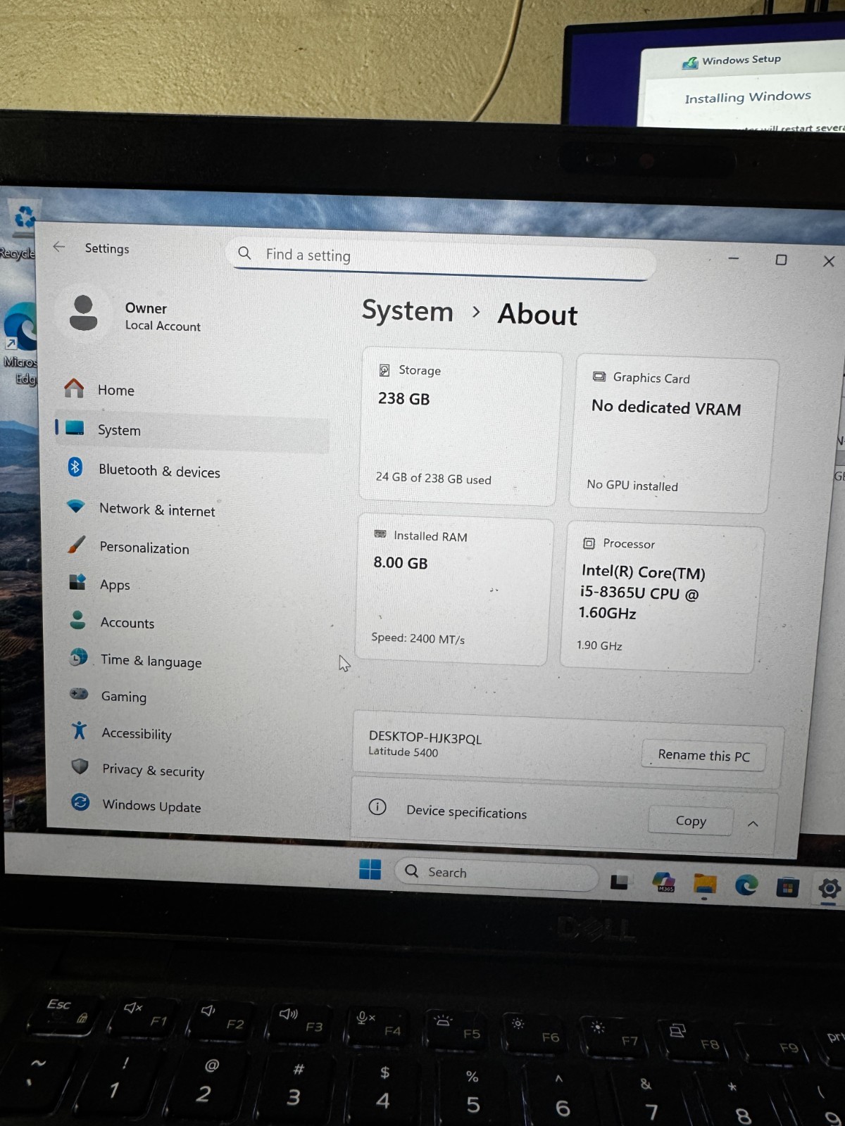 Dell Latitude 5400 Core I5-8365U 8GB RAM 256GB SSD Win11 Pro Laptop #6150