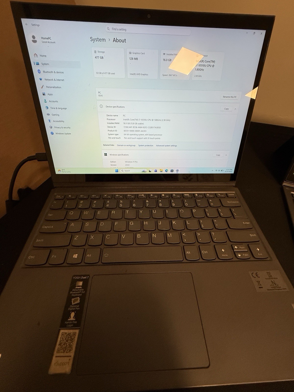 Lot of 3 Lenovo Yoga Duet 7 i7 10th Gen 16GB 512GB SSD Touchscreen w/ Keyboards