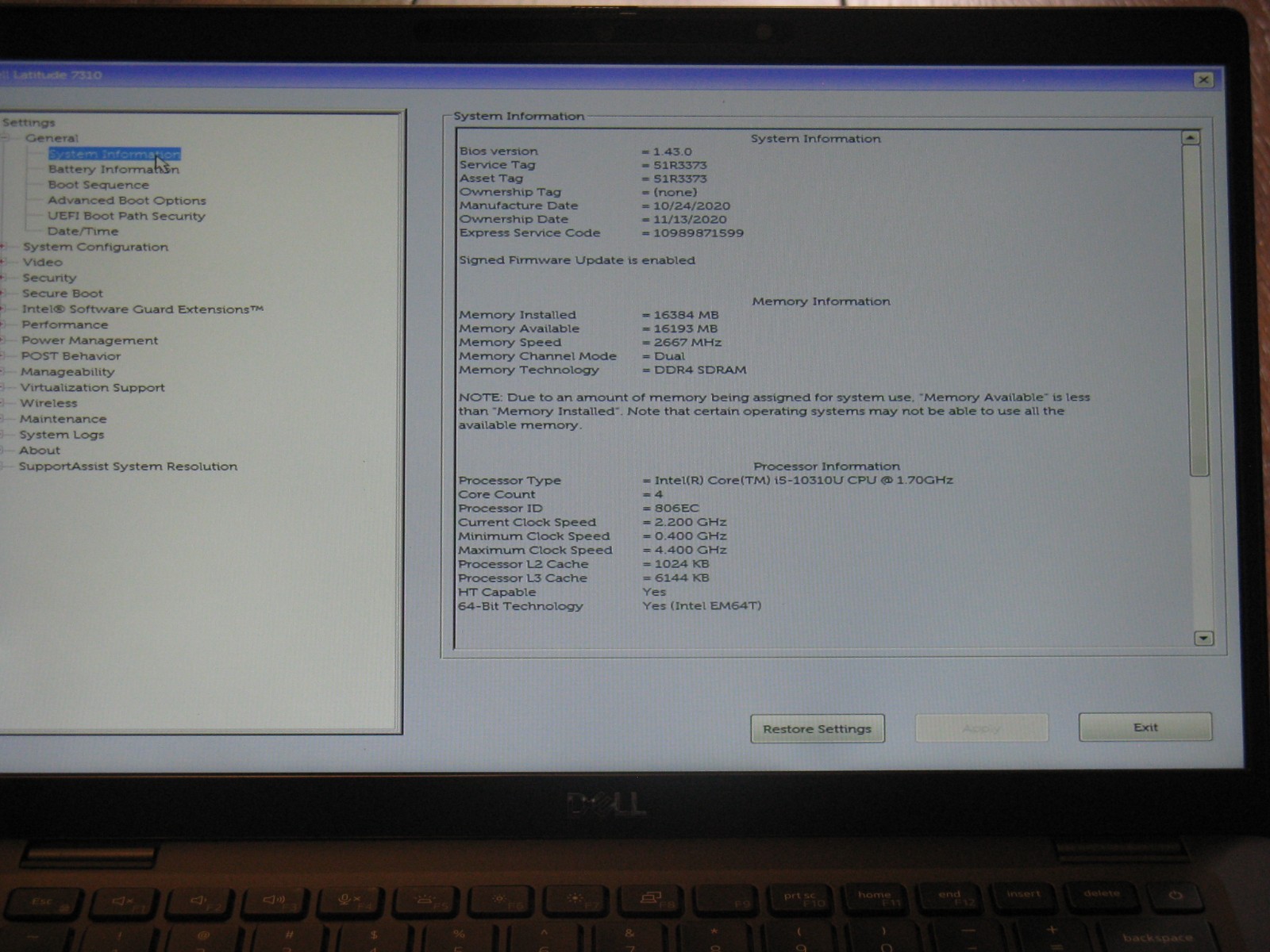 Dell Latitude 7310 i5-10310U 256GB NVMe 16GB FHD touch TB3 IR Cam vPro W11P