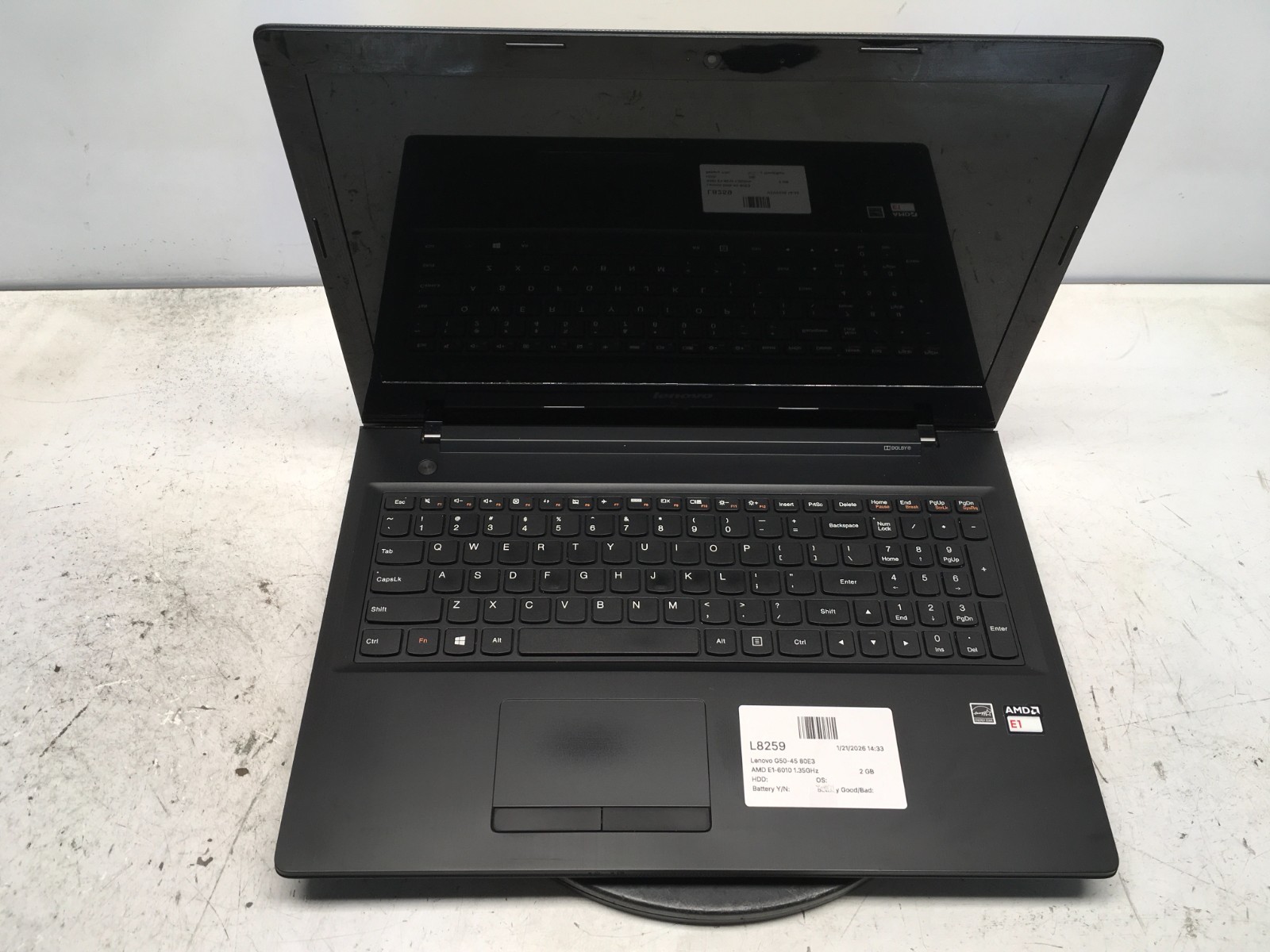 Lenovo G50-45 80E3 AMD E1-6010 1.35GHz 2 GB NO HDD
