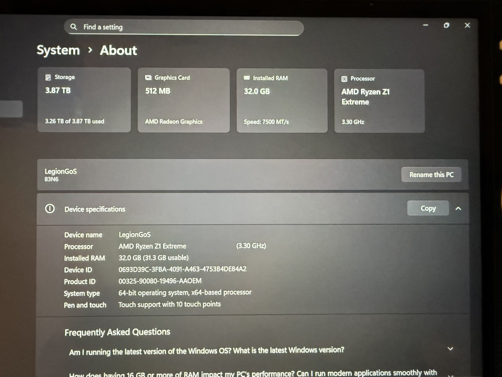 Lenovo Legion Go S 8″ 120Hz Gaming Handheld AMD Ryzen Z1 Extreme 4TB Win 11 Pro