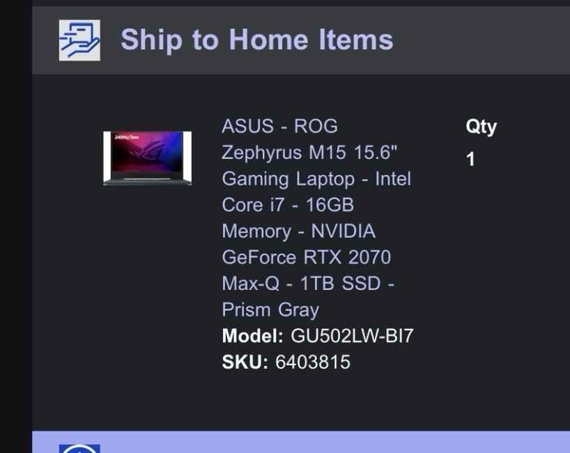 ASUS ROG Zephyrus M15 15.6″ i7 16GB 1TB SSD RTX 2070 Max-Q Gray