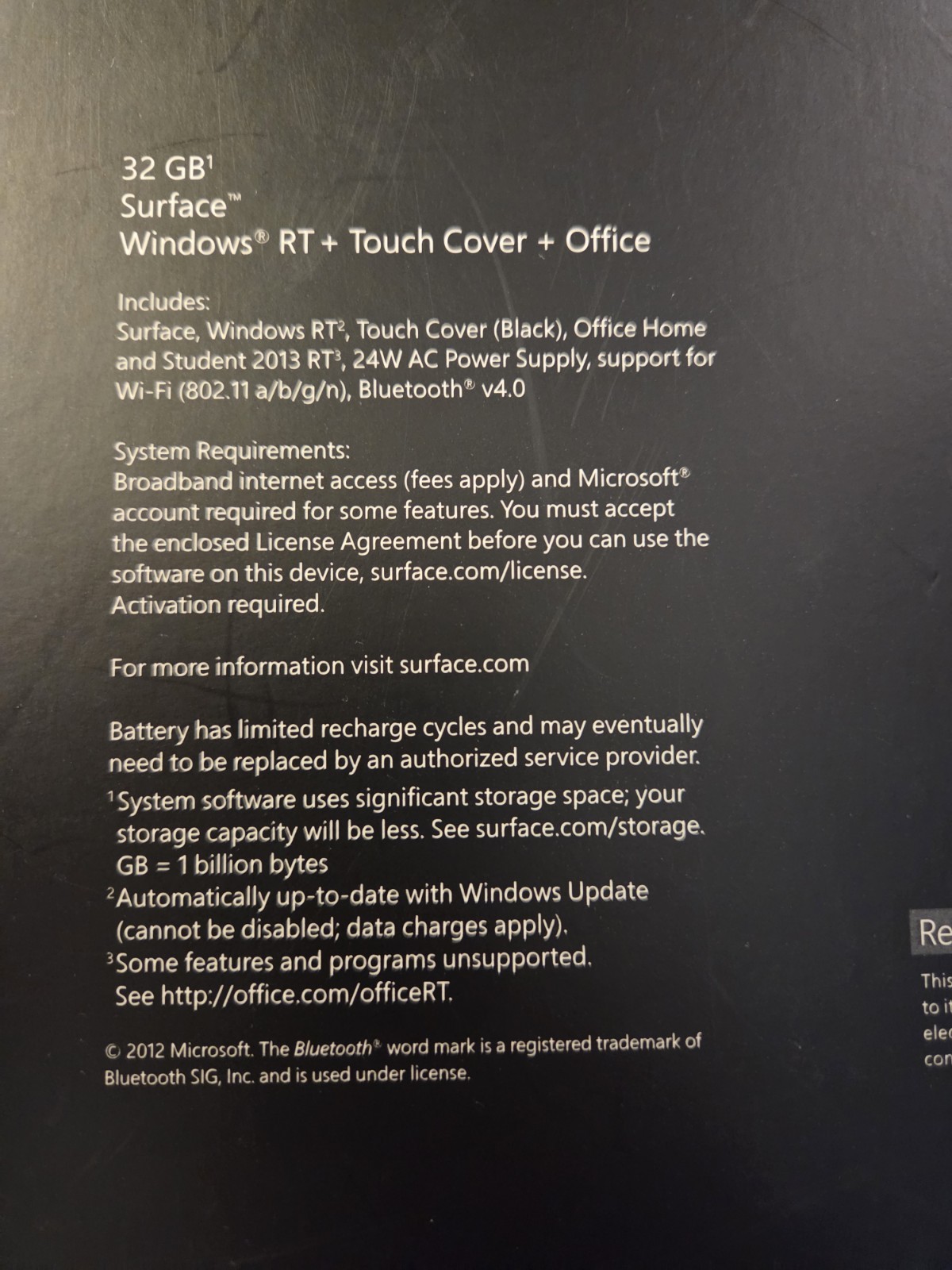 Microsoft Surface RT 1516 Quad Core 1.3GHz 2GB RAM 32GB SSD Windows 8