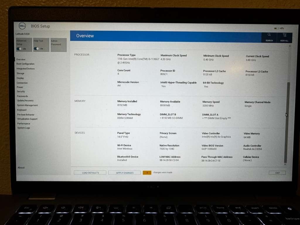 Dell Latitude 5420 14” (256GB SSD Intel Core i5-1145G7 2.6GHz 8GB RAM) Laptop