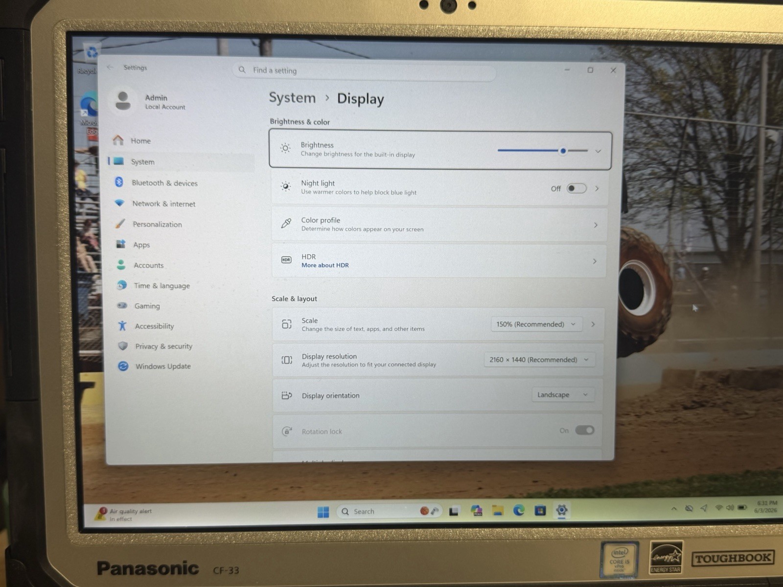 Panasonic ToughBook CF-33 i5-6300U 8GB Ram 256 SSD Win11 Pro. Touchscreen