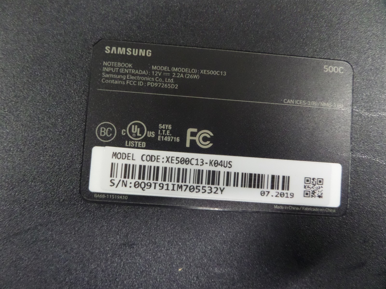 Samsung 11.6″ Chromebook 3 XE500C13-K04US Celeron N3060 1.6GHz 4GB RAM 16GB eMMC