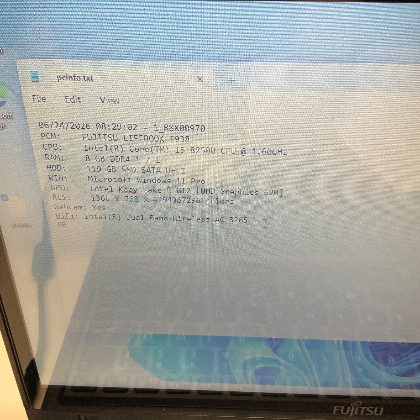 Fujitsu Lifebook T938 Laptop Intel Core i5-8250U @ 1.60 GHz 8GB 128GB SSD NO BAT