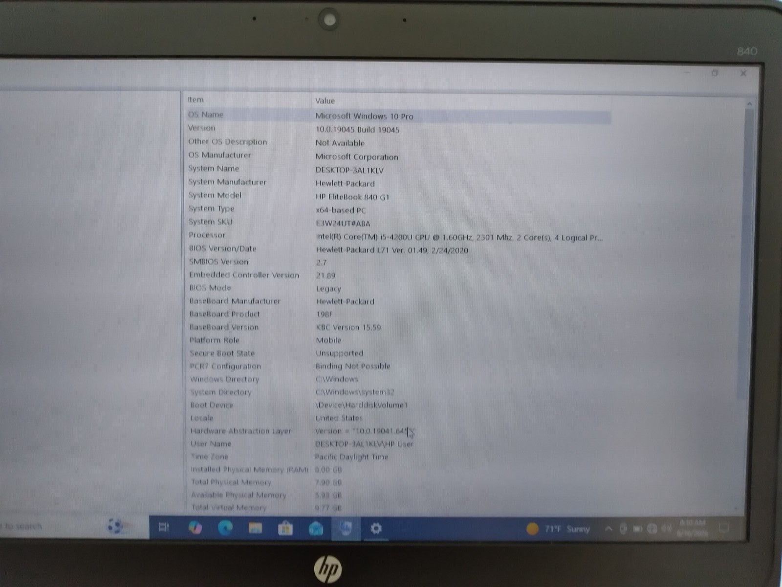 HP Elitebook 840 G1 14″ Laptop Core i5 4200U @ 1.6GHz 8GB RAM 500GB HDD W10