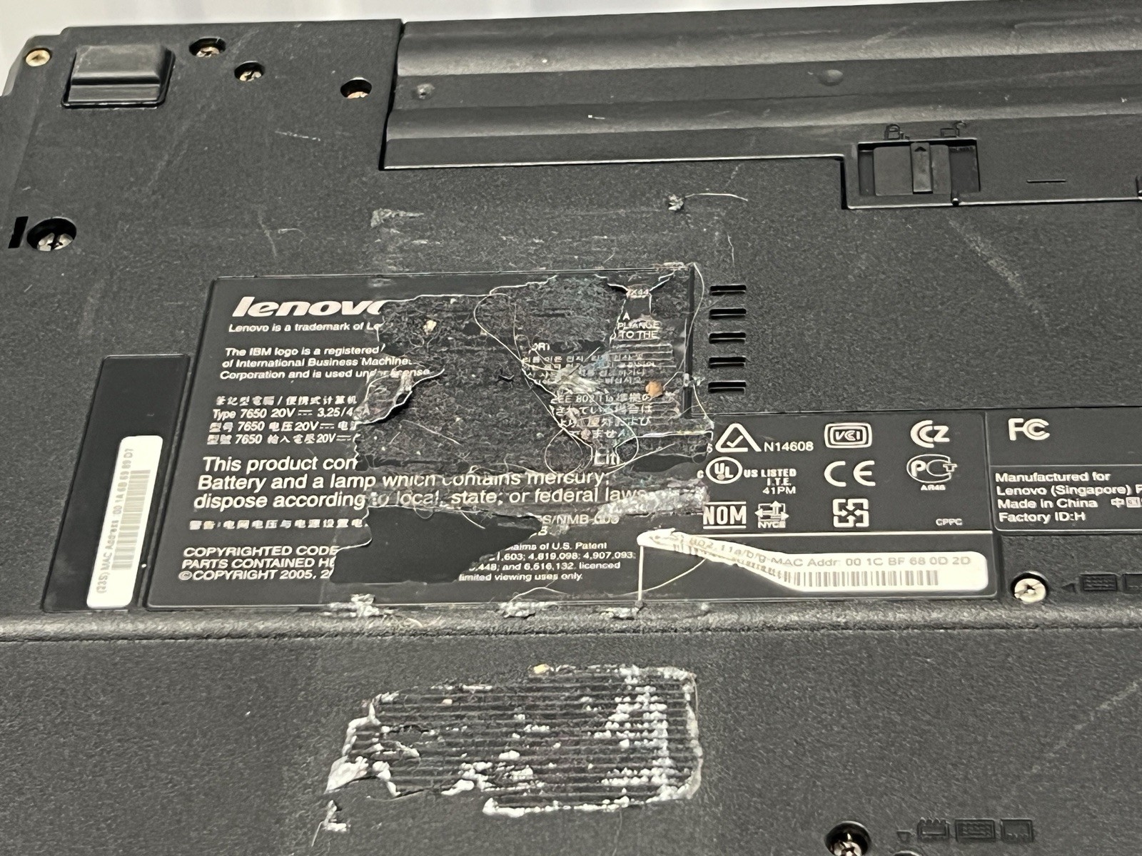 Lenovo ThinkPad R61i 15″ Laptop Intel Core 2 Duo As is