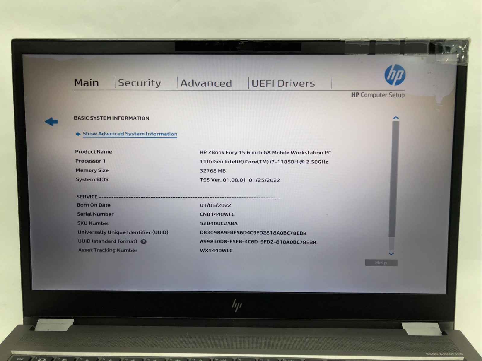 HP Zbook Fury 15 G8, Intel Core i7-11850H, Quadro T1200, 32GB RAM, NO SSD/OS