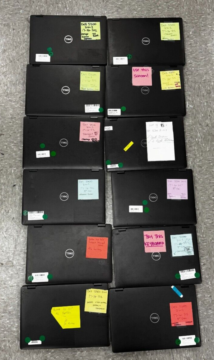 Lot of 12 X 5300 2-in-1 Core i7 8th Gen (Good motherboard and Damaged Screens)