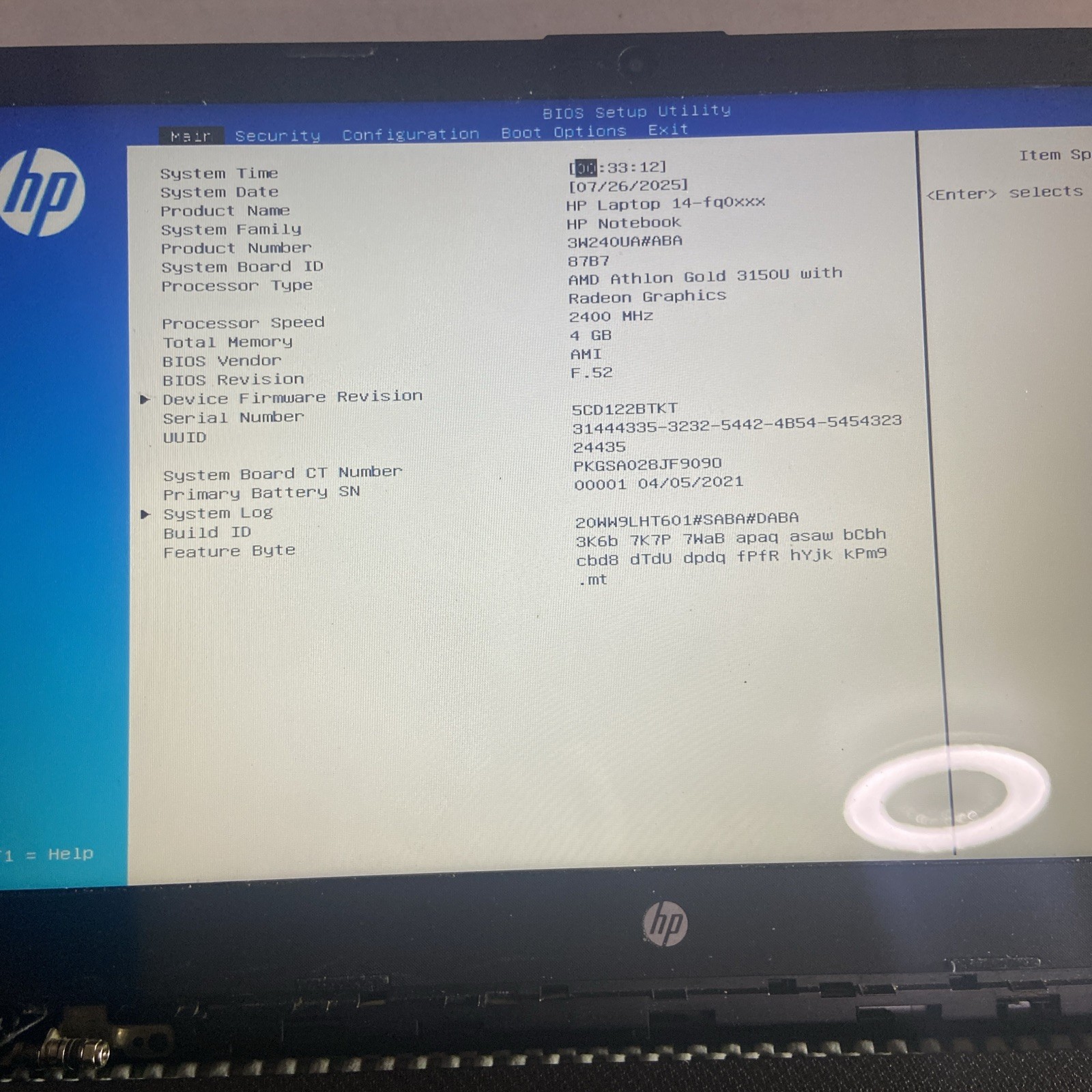 HP 14″ (NO DRIVE, AMD Athlon Gold 3150U, 4GB RAM) REPAIR/ PARTS ONLY