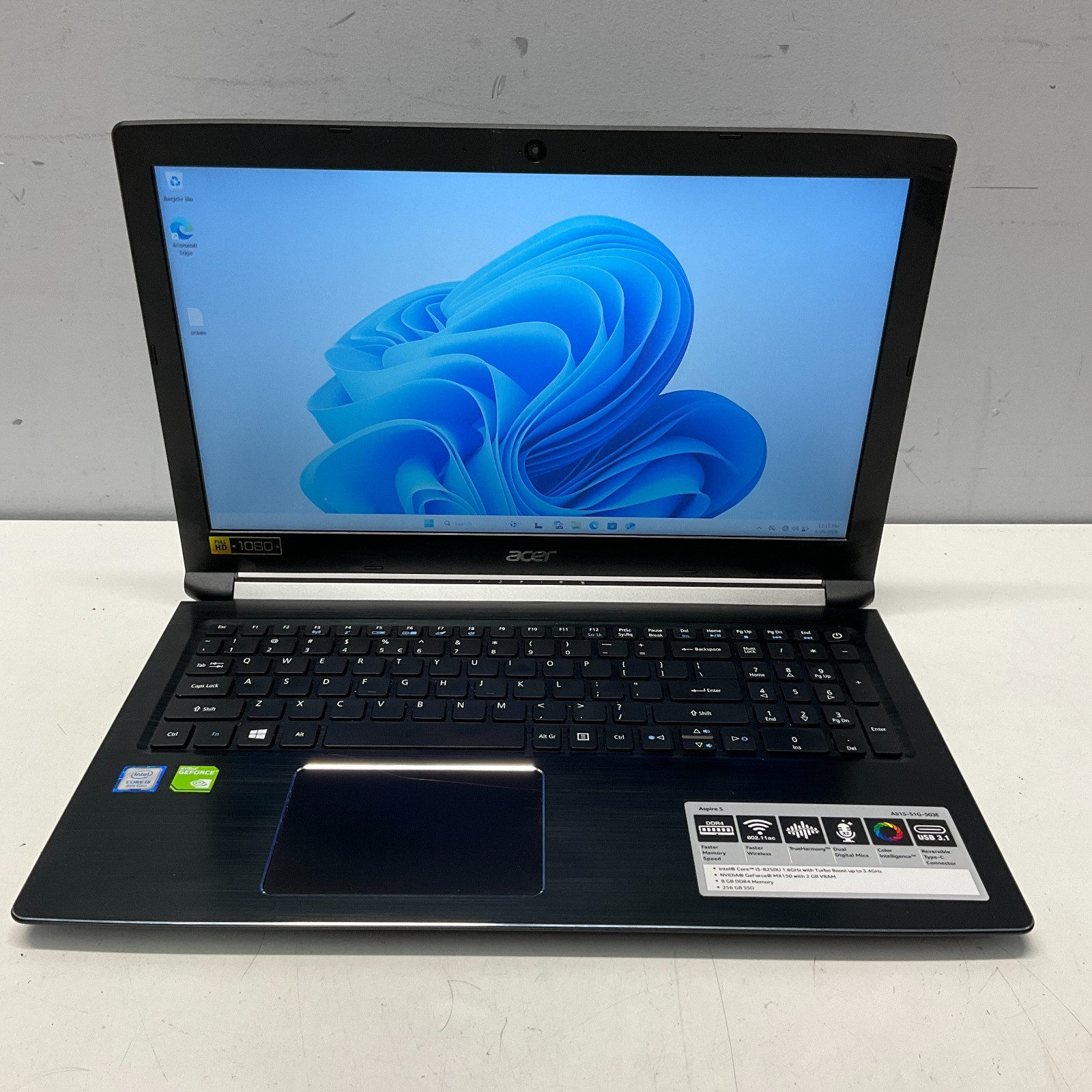 Acer Aspire A515-51G 15.6″ Intel i5-8250U 8GB 256GB SSD NVIDIA MX150 Windows 11