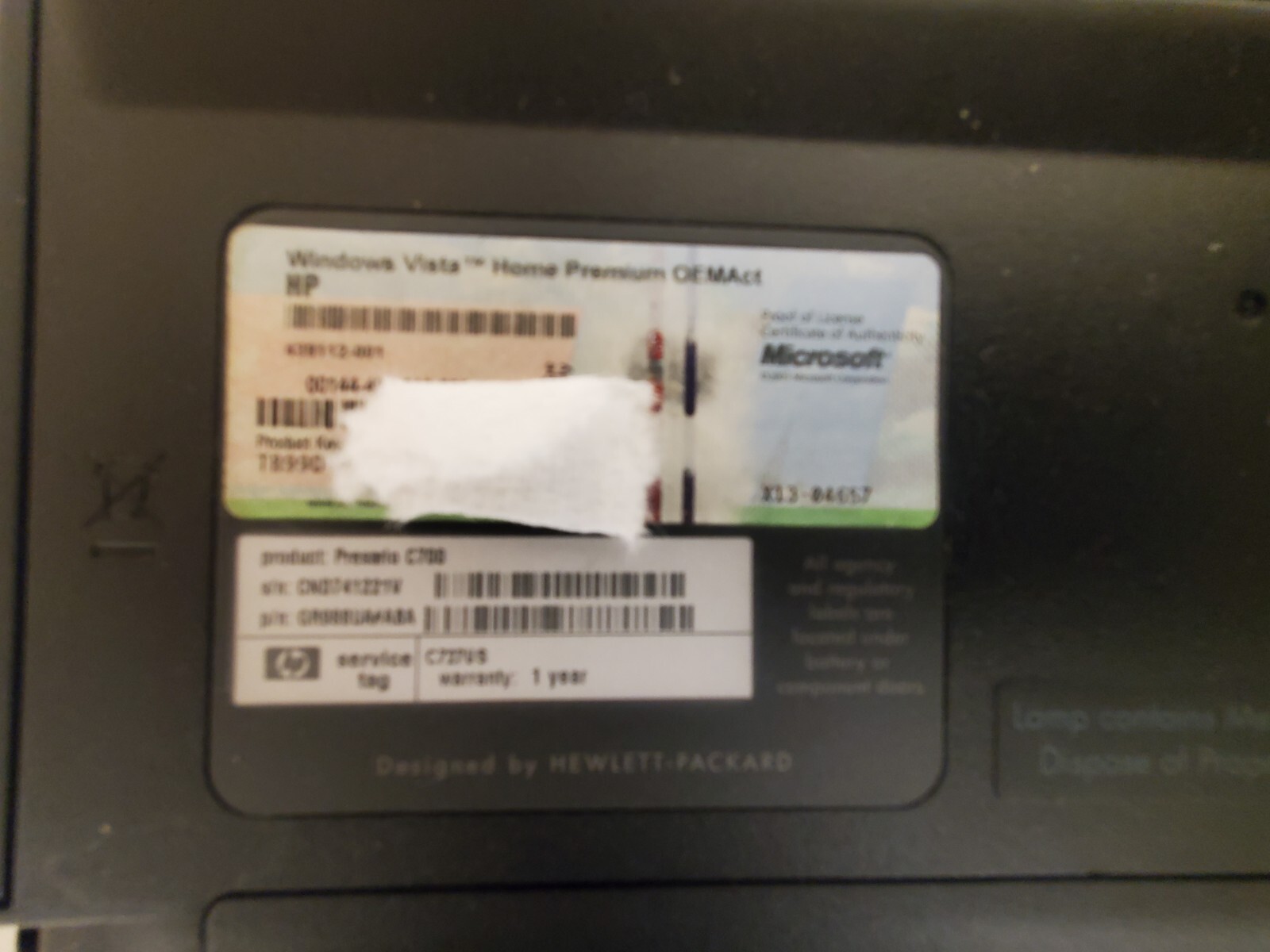 HP Compaq Presario C700 15.4” Intel Pentium Dual Core 1GB RAM NO HDD Works fine