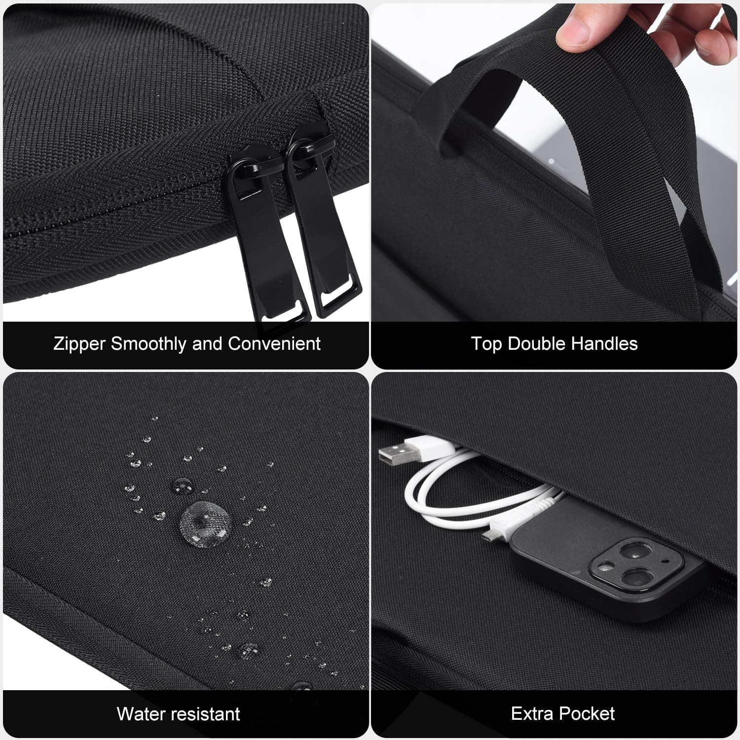 Sleeve for 17 17.3 inch Laptop – Shockproof-Padded Travel Carrying Bag, Black