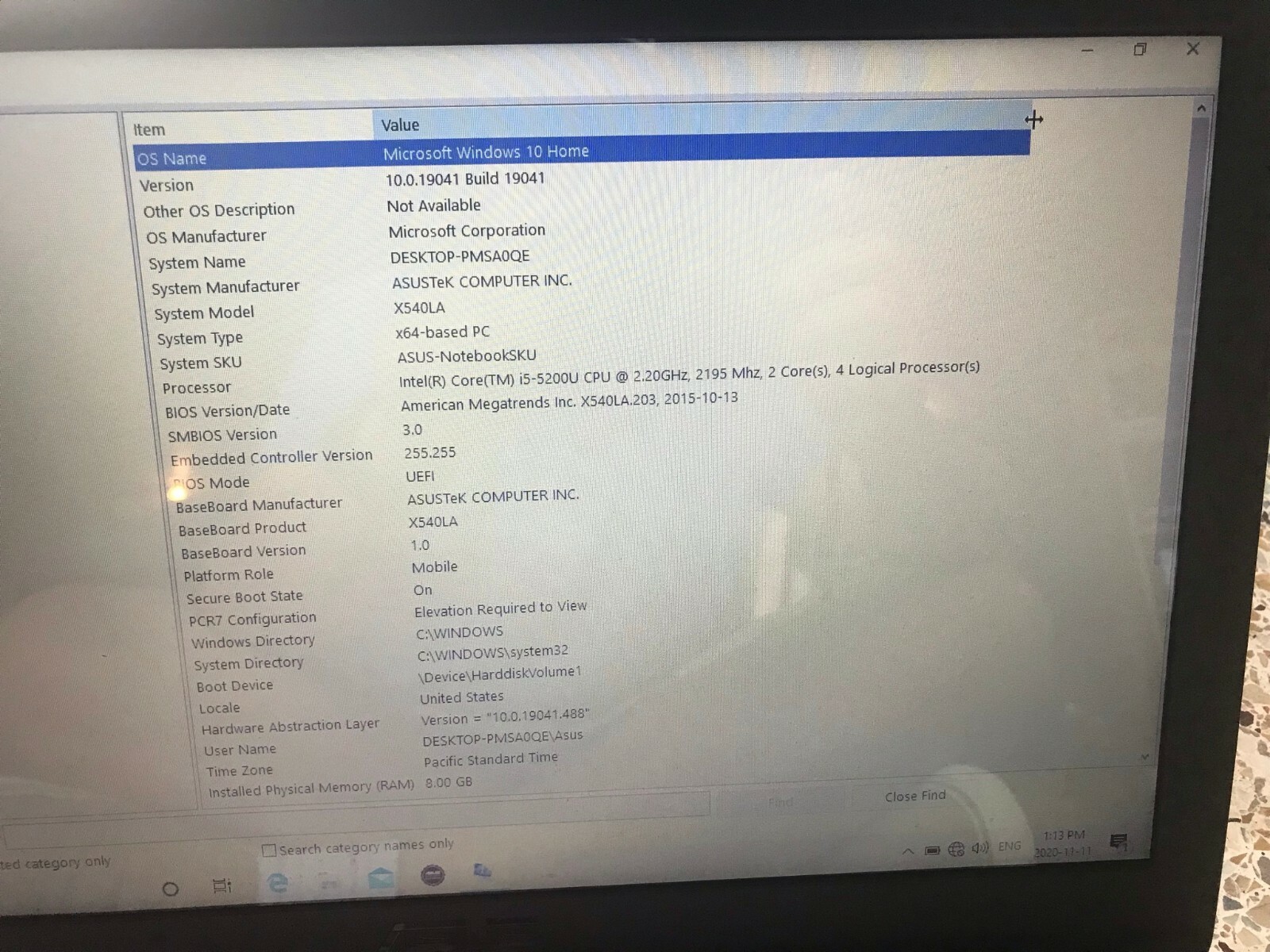 Asus X540LA 15.6″ (Win 10 Home, i5-5200U 2.20GHz, 8GB RAM, 1TB, HD 5500)