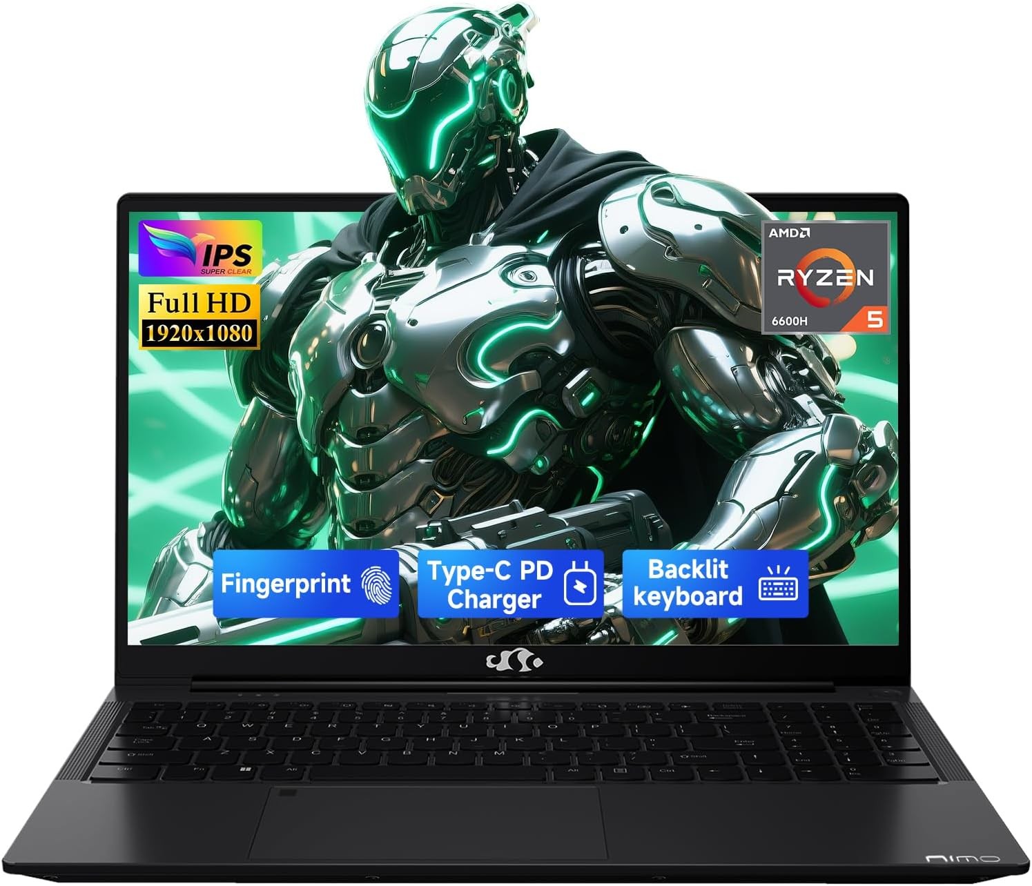 NIMO 15.6″ IPS FHD Gaming Laptop AMD Ryzen 5 6600H 16GB DDR5 RAM 256GB SSD