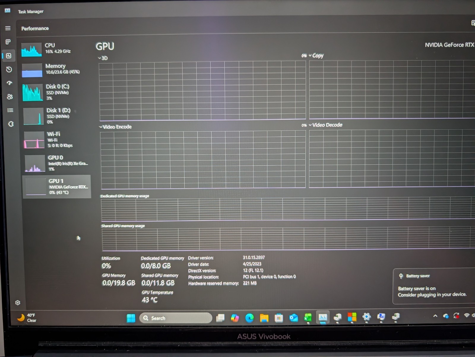 ASUS Vivobook Pro 16 Laptop I9-13900H, NVIDIA RTX 4060, 1.5TB SSD 24gb Ddr5 Ram