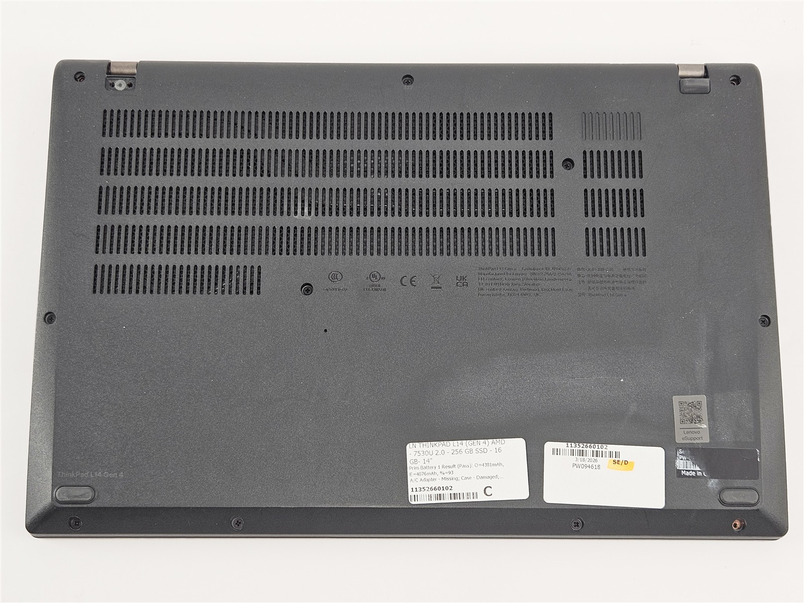 Lenovo ThinkPad L14 Gen 4 AMD Ryzen 5 Pro 7530U 16GB 256GB SSD 14″ Radeon