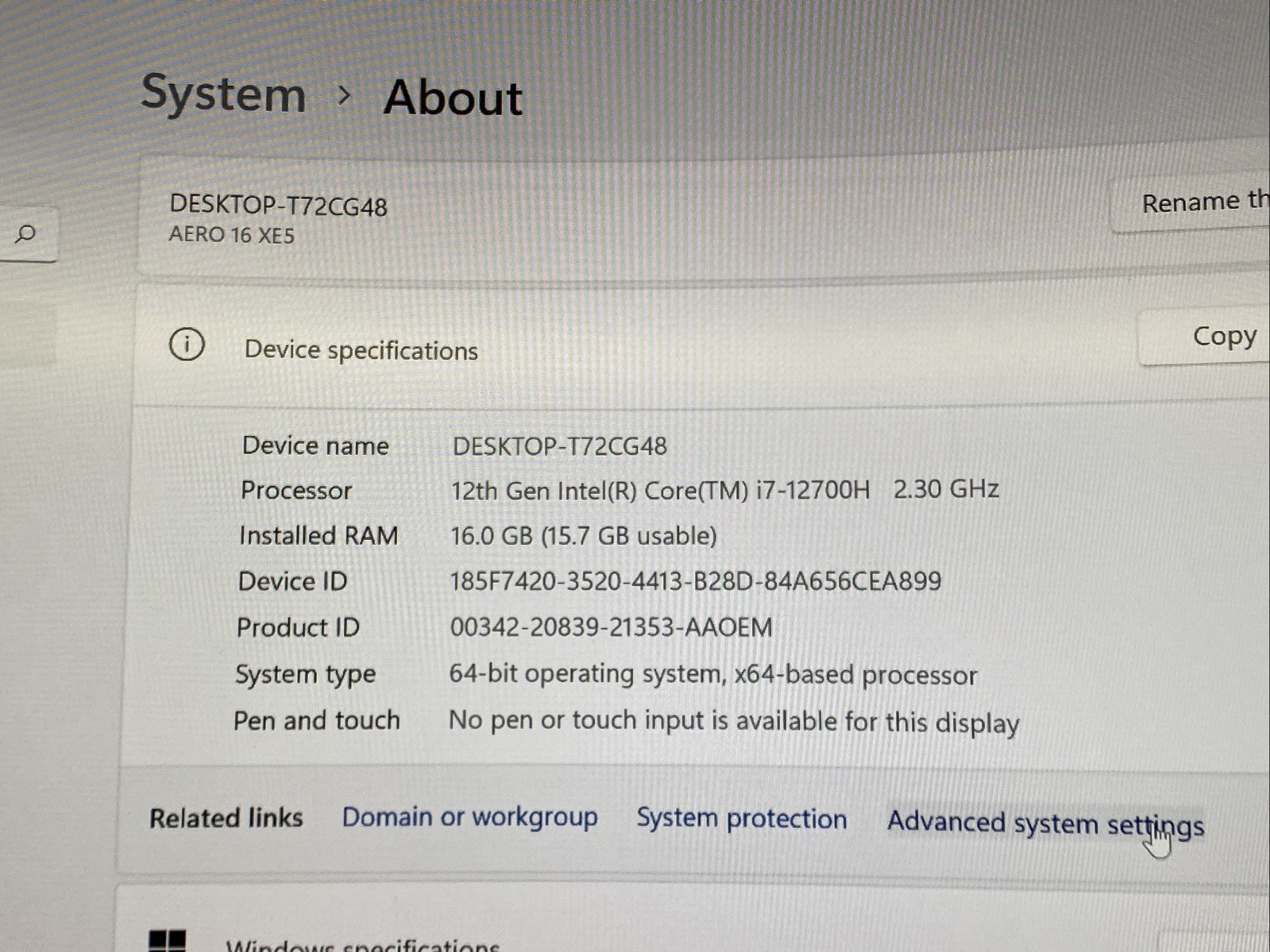 LCD Crack GIGABYTE AERO 16 XE5 – 16″ i7-12700H 16GB DDR5 RAM 1TB SSD RTX3070 Ti