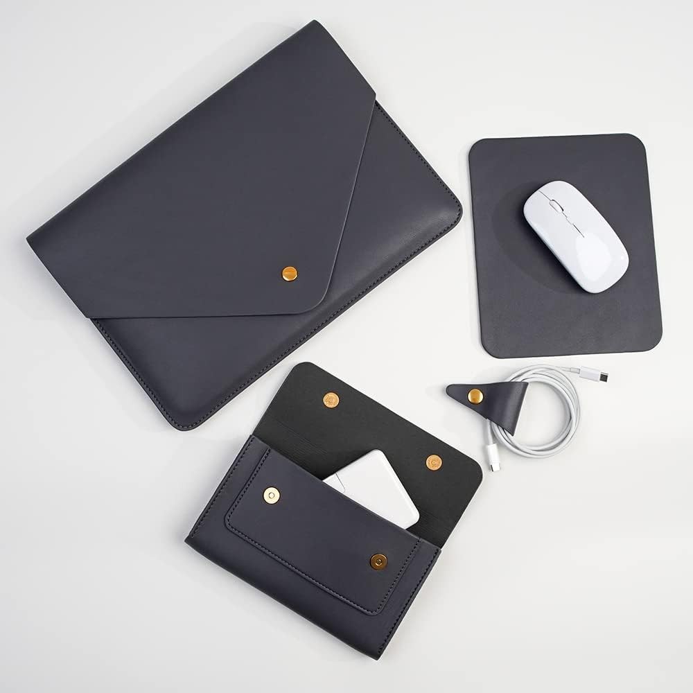 PU Leather Laptop Sleeve 13 Inch for 2024 13inch MacBook Air M3, MacBook Pro M2