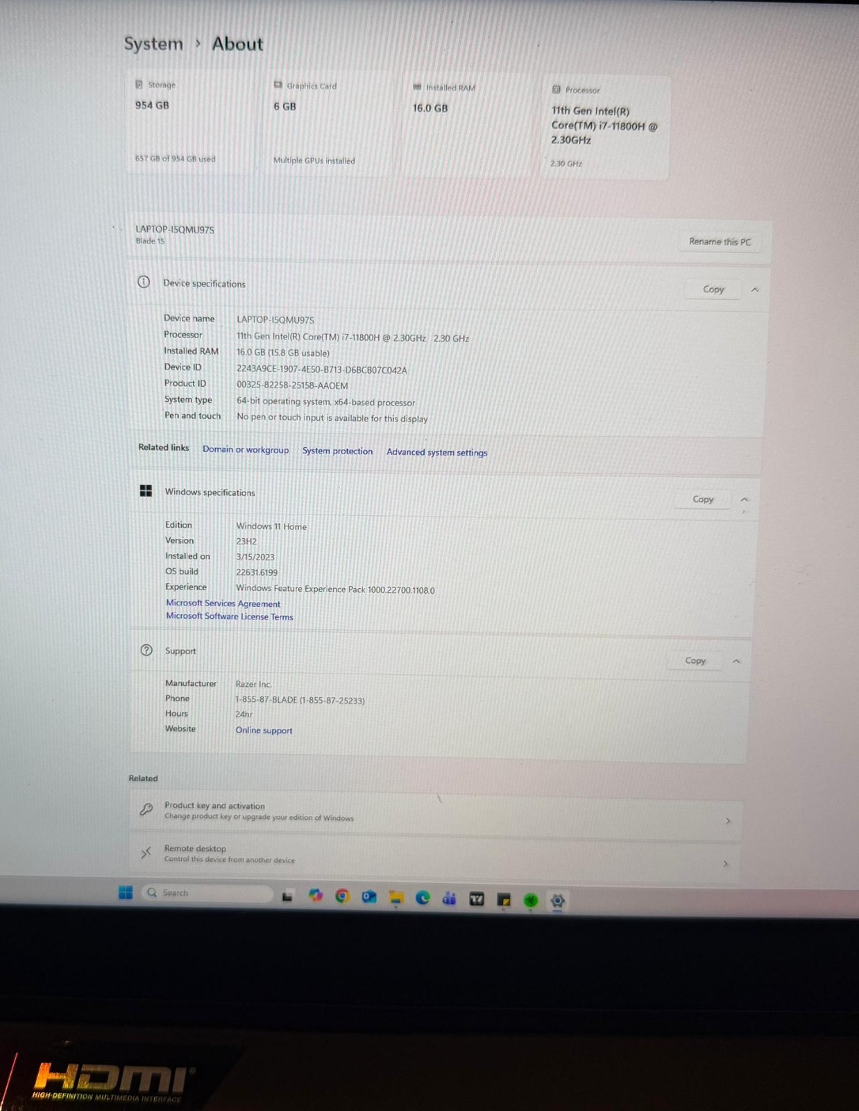 Razer Blade 15 Advanced Model 15.6″ (1TB SSD, Intel Core i7 11th Gen Mid 2021)