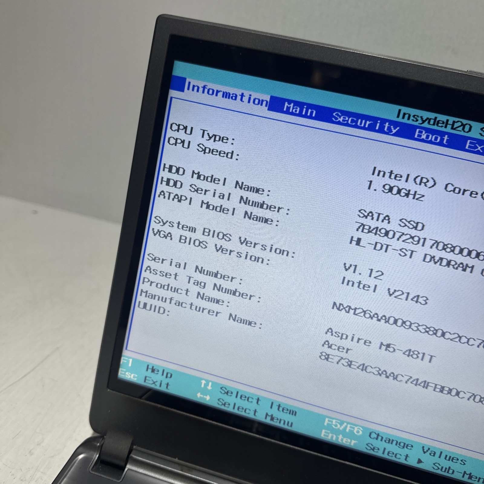 Acer Aspire M5-481T 15″ Laptop i3-3227U 4gb Ram No Drives Boots Bios No P/S