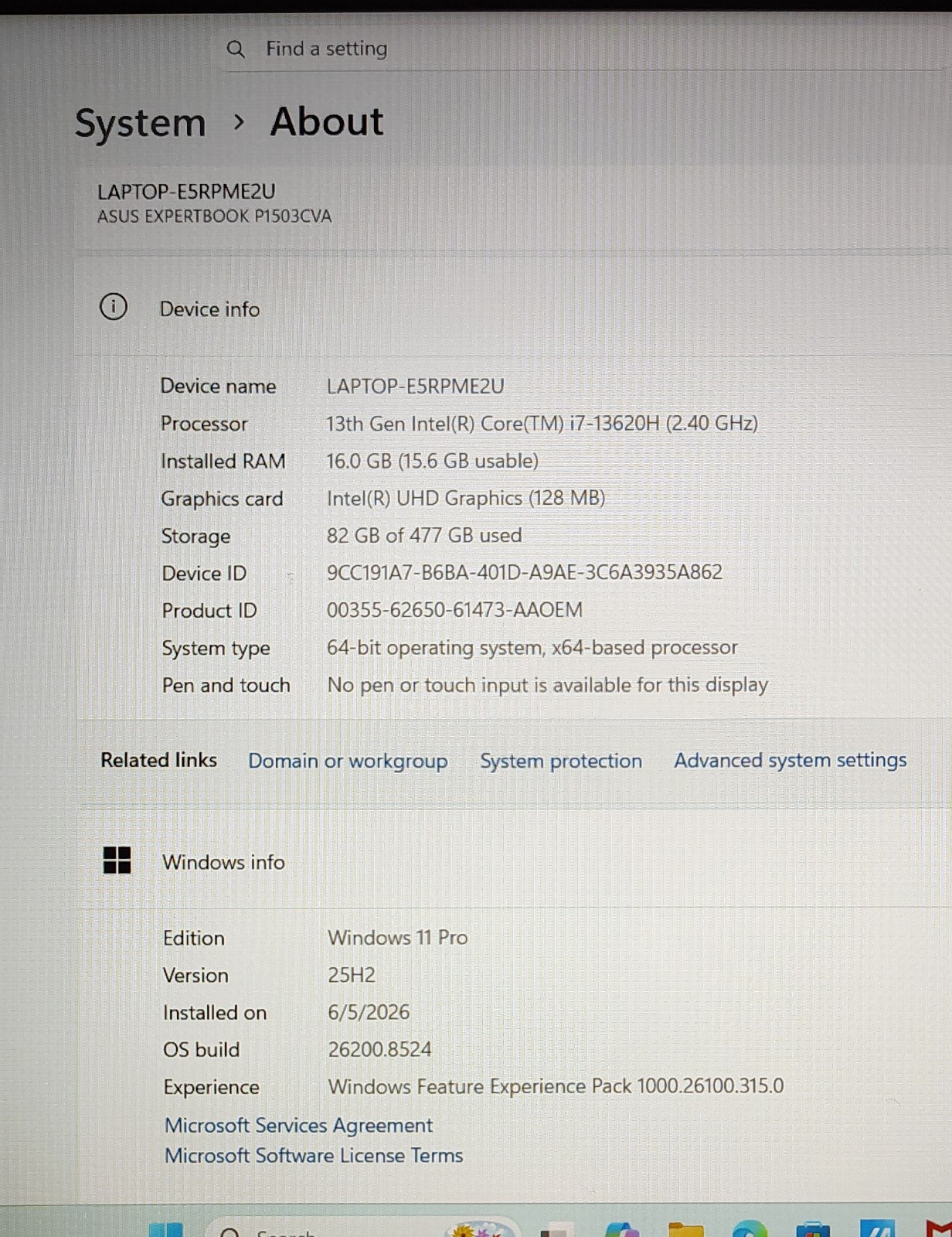 2025 Asus ExpertBook P1 FHD 15.6″ i7-13620H 16GB RAM 512GB SSD Win11 Pro Laptop