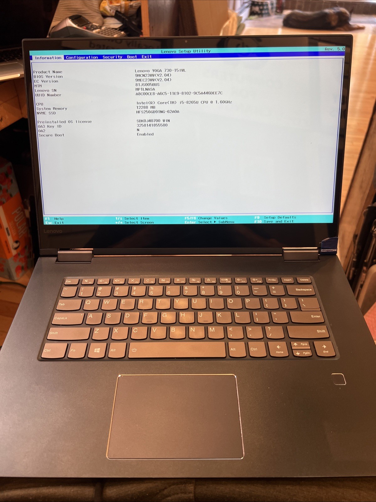 LENOVO YOGA 730-15IWL i5-8265U @ 1.60 GHz, 12GB RAM, 256 SSD, Parts Not Working