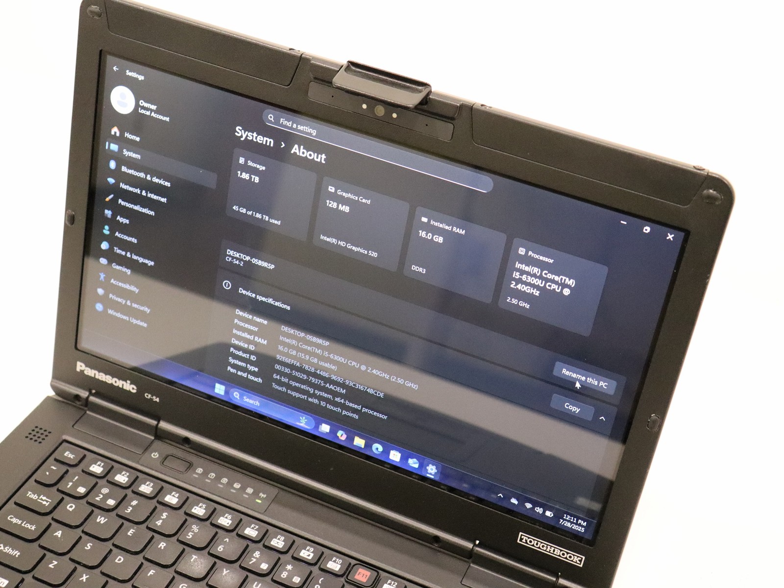 Panasonic Toughbook CF-54 FHD 14.0″ Touch Intel i5-6300U 16GB RAM 2TB SSD W11P